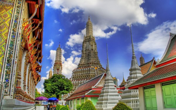 Man Made Bangkok Cities Thailand Wat Arun Temple Street HD Wallpaper | Background Image