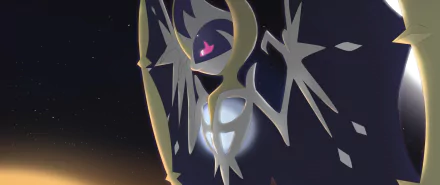 Lunala, the legendary Pokémon from Pokémon Sun and Moon, soars against a starry backdrop in this HD desktop wallpaper inspired by the Pokémon Moon video game.