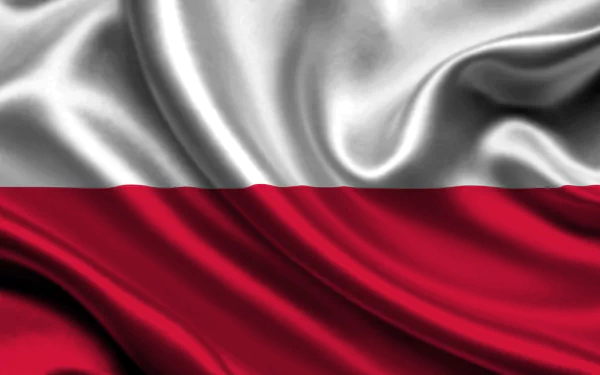 HD desktop wallpaper featuring the flag of Poland with flowing white and red fabric textures.