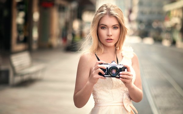 Women Model Camera Blonde Blur Olympus Long Hair HD Wallpaper | Background Image