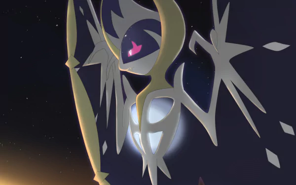 Lunala, the legendary Pokémon from Pokémon Sun and Moon, soars against a starry backdrop in this HD desktop wallpaper inspired by the Pokémon Moon video game.