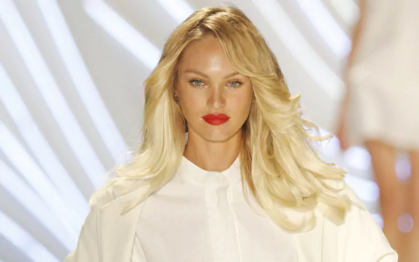 blue eyes blonde South African lipstick model woman Candice Swanepoel HD Desktop Wallpaper | Background Image