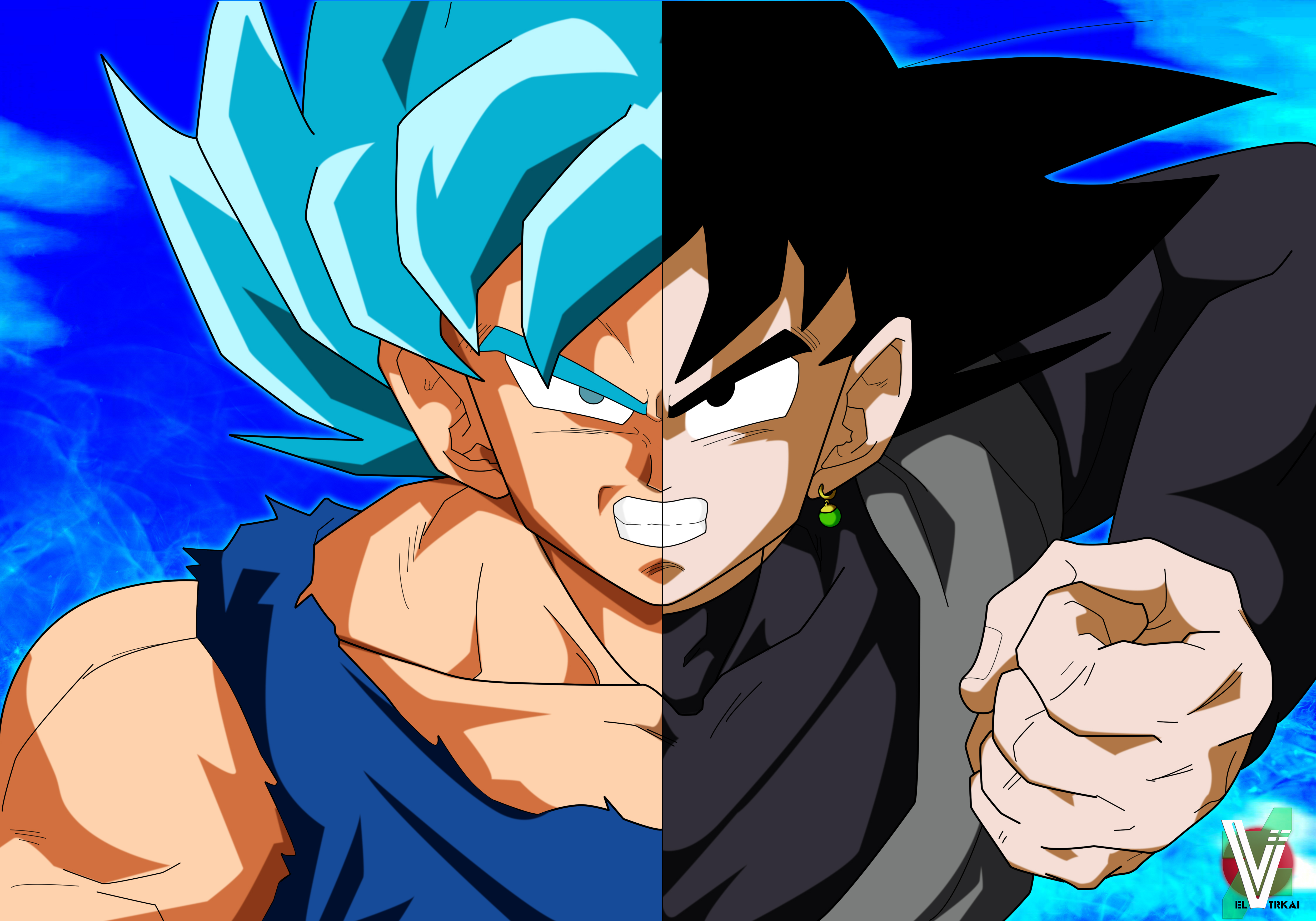 Dragon Ball Super 4k Ultra Hd Wallpaper Super Saiyan Blue Vs Black Goku By Elvtrkai 4948