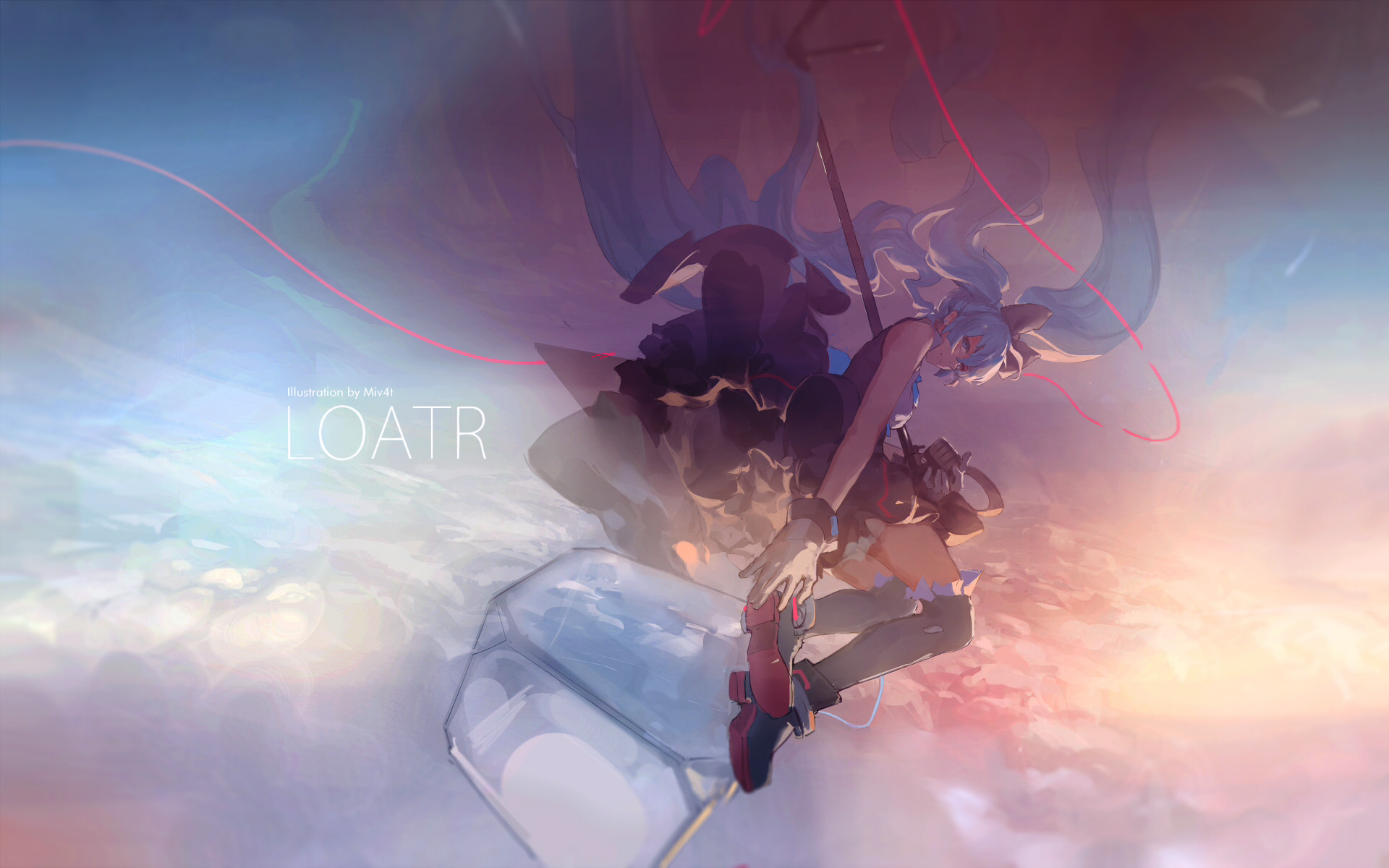 A vibrant HD wallpaper featuring Hatsune Miku, an iconic character from anime and Vocaloid, set against a dynamic, colorful background.