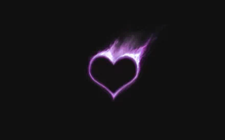 HD desktop wallpaper featuring an artistic, glowing heart outlined in purple against a black background.
