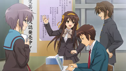 Suzumiya Haruhi no Yuuutsu Itsuki Koizumi Kyon (Haruhi) Yuki Nagato Haruhi Suzumiya Anime The Melancholy of Haruhi Suzumiya HD Desktop Wallpaper | Background Image
