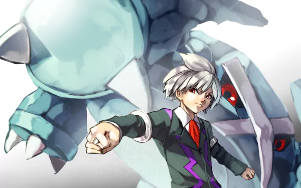 HD PC wallpaper featuring Steven Stone alongside Metagross from Pokémon Ruby, Sapphire, and Emerald, capturing their powerful and dynamic presence.