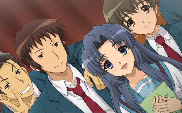 Suzumiya Haruhi no Yuuutsu Taniguchi (Haruhi) Kunikida (Haruhi) Kyon (Haruhi) Ryōko Asakura Anime The Melancholy of Haruhi Suzumiya HD Desktop Wallpaper | Background Image