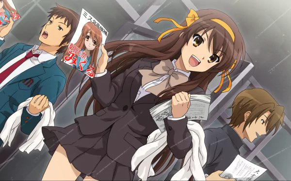 Suzumiya Haruhi no Yuuutsu Itsuki Koizumi Kyon (Haruhi) Mikuru Asahina Haruhi Suzumiya Anime The Melancholy of Haruhi Suzumiya HD Desktop Wallpaper | Background Image