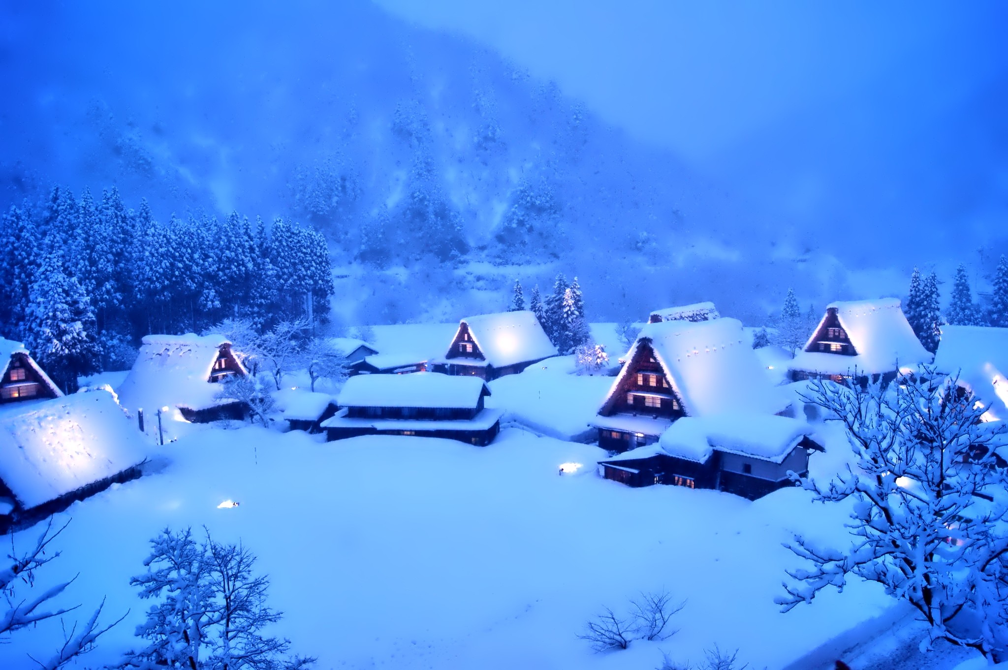 Snowy Winter Village HD Wallpaper | Background Image | 2048x1361 | ID ...