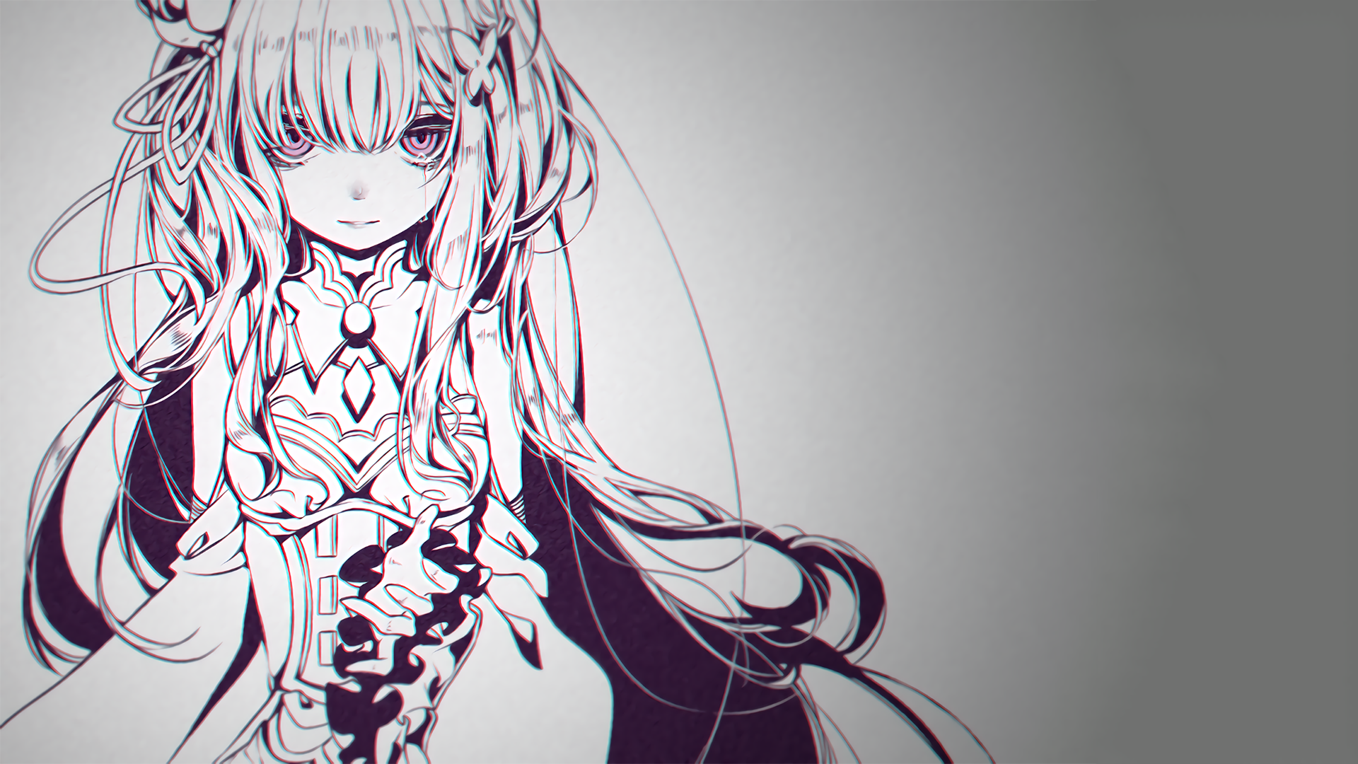 A striking HD desktop wallpaper featuring Emilia from Re:ZERO - Starting Life in Another World, showcasing her intricate character design and captivating presence.