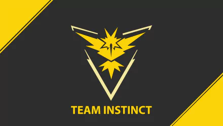 A sleek HD desktop wallpaper featuring the Team Instinct logo from Pokémon Go, showcasing dynamic design elements in stylish yellow and black.