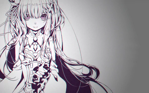 A striking HD desktop wallpaper featuring Emilia from Re:ZERO - Starting Life in Another World, showcasing her intricate character design and captivating presence.