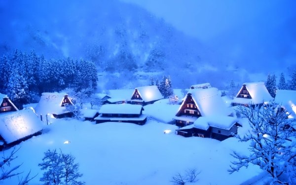 Photography Winter Earth Snow House Village Tree HD Wallpaper | Background Image