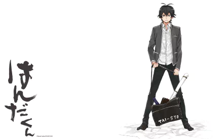 HD wallpaper featuring Seishuu Handa from the anime Barakamon, showcasing the character standing confidently with a tool bag, surrounded by a minimalist background.