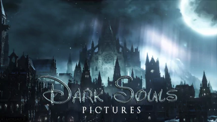 HD desktop wallpaper featuring a dark, atmospheric landscape from Dark Souls III, showcasing a majestic, eerie castle against a moonlit sky.