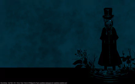 A dark, atmospheric HD wallpaper featuring Ciel Phantomhive from the anime Black Butler, standing in a mysterious, shadowy setting with subtle floral elements.