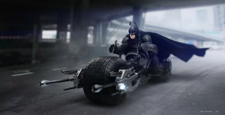 HD desktop wallpaper featuring Batman riding the Batpod in a scene from The Dark Knight Rises movie.
