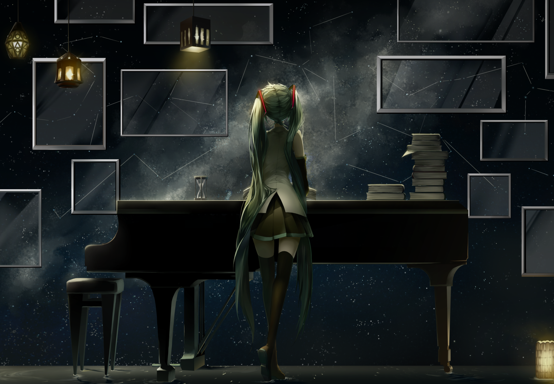 Miku Standing Near Piano