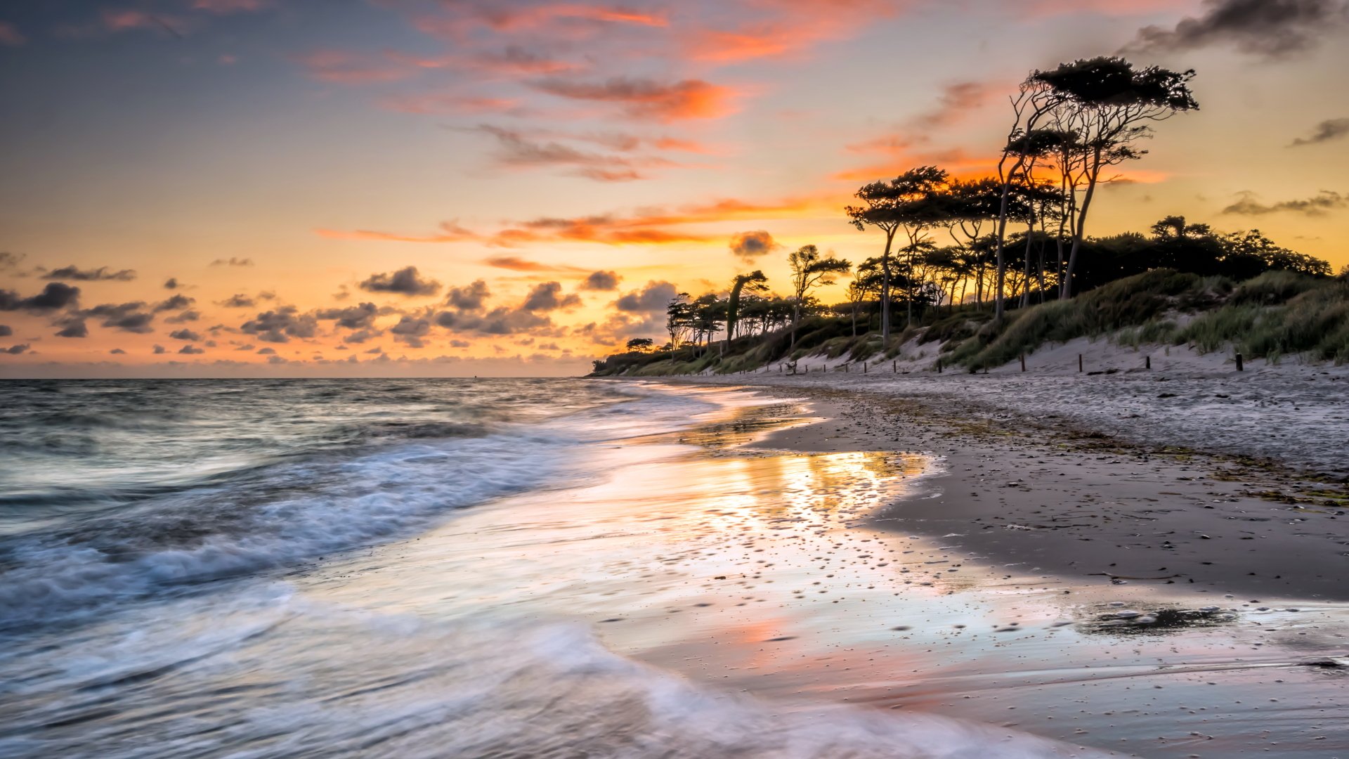 Download Sand Horizon Sunset Nature Ocean Beach 4k Ultra HD Wallpaper