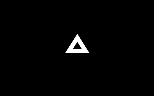 A minimalist black abstract image featuring a white triangle on a black background, designed as a 4K Ultra HD desktop wallpaper.