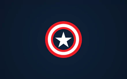 Minimalist comic-style desktop wallpaper featuring Captain America's iconic shield design, showcasing a bold red and white circle with a central star on a dark background.