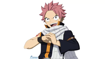 Vibrant HD desktop wallpaper featuring Natsu Dragneel from the anime Fairy Tail, showcasing his signature pink hair and energetic pose. Perfect for anime fans.