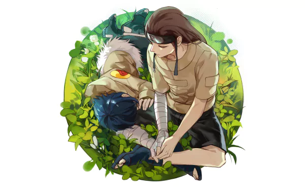 A serene HD wallpaper featuring Neji and Hinata Hyūga from the anime Naruto, set in a lush green background, capturing a moment of connection and tranquility.