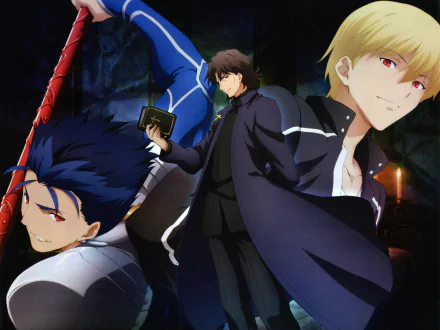 4K Ultra HD Fate/Stay Night anime wallpaper featuring Gilgamesh and Lancer characters in dynamic poses for PC desktop background.
