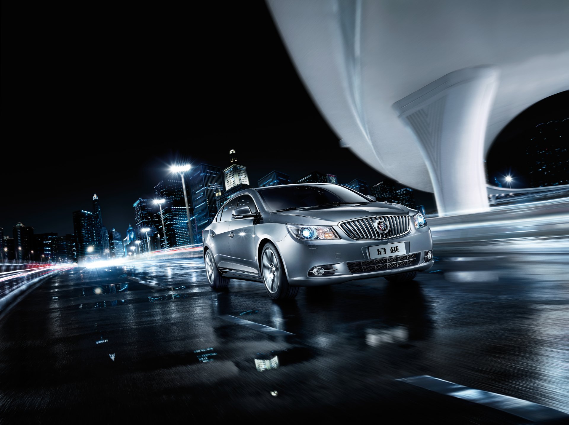 Download Night Silver Car Car Buick Vehicle Buick LaCrosse 4k Ultra HD Wallpaper