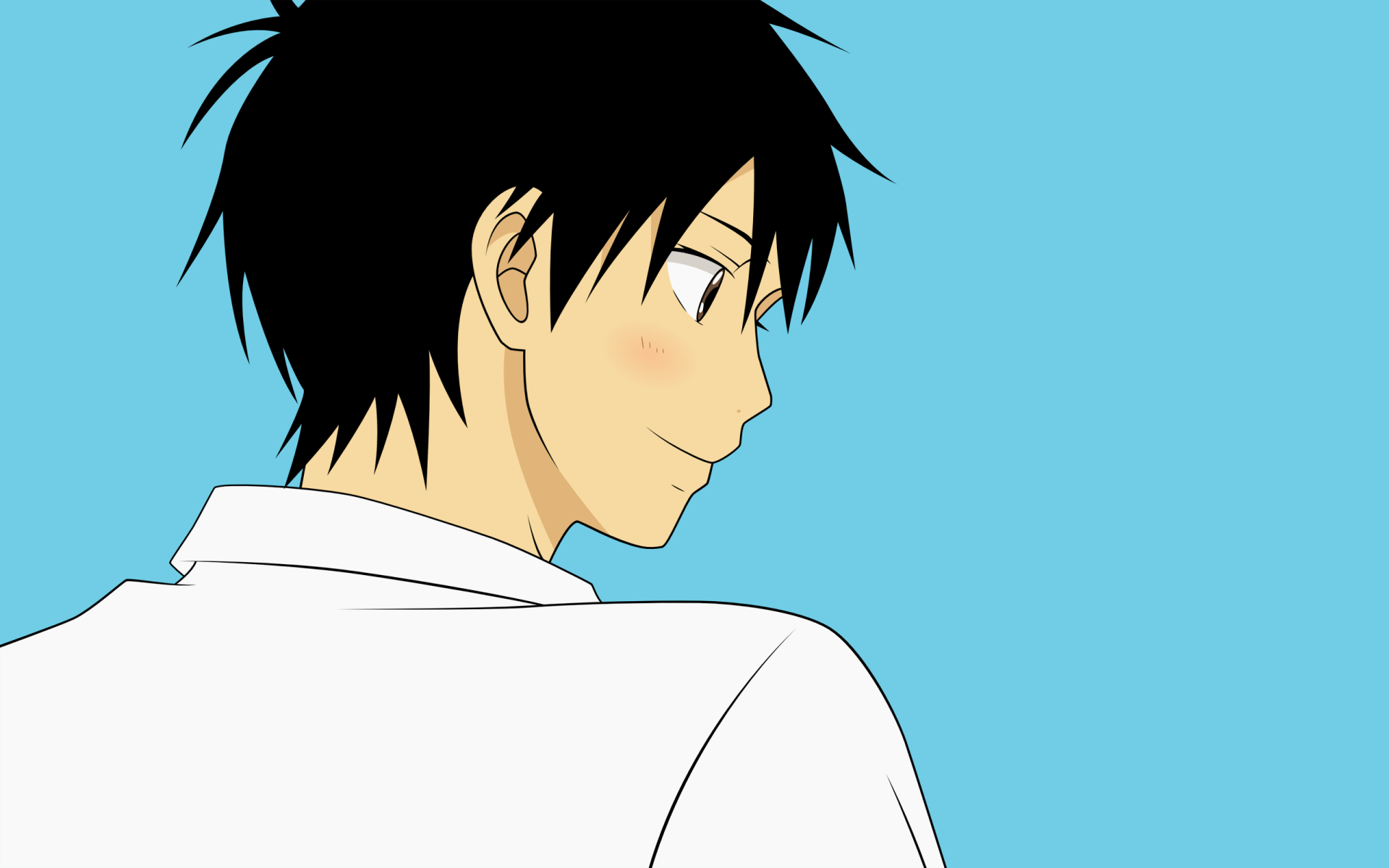 HD anime wallpaper featuring Shota Kazehaya from Kimi Ni Todoke, shown in a side profile against a solid light blue background.
