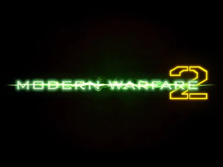 A vibrant HD wallpaper featuring the iconic Modern Warfare 2 logo from the Call of Duty video game series, illuminated in green and yellow against a dark background.