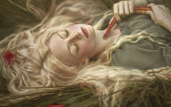 Women Mood Sleeping Snake Blonde HD Wallpaper | Background Image