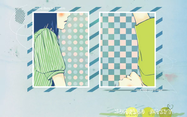 HD anime desktop wallpaper featuring Shota Kazehaya and Sawako Kuronuma from Kimi Ni Todoke, showcasing soft pastel patterns and delicate character portraits.