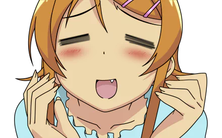 Close-up of Kirino Kousaka from Oreimo with a joyful expression, rendered in HD anime style for a PC desktop wallpaper and background.