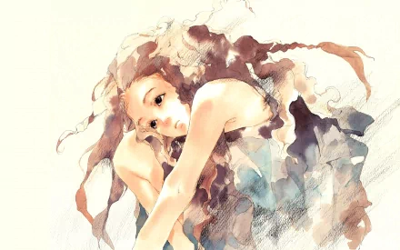 A beautiful anime illustration of a girl with flowing hair, depicted in soft, dreamy colors, designed as an HD wallpaper for a captivating desktop background.