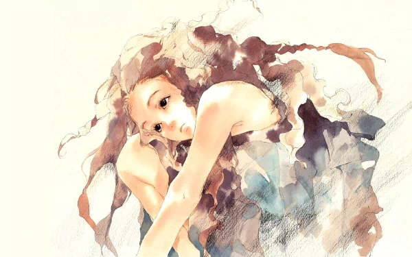 A beautiful anime illustration of a girl with flowing hair, depicted in soft, dreamy colors, designed as an HD wallpaper for a captivating desktop background.