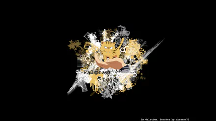 Toradora! anime HD PC desktop wallpaper showing Taiga Aisaka centered in a grunge collage of gears, paint splashes and city silhouettes on a black background.