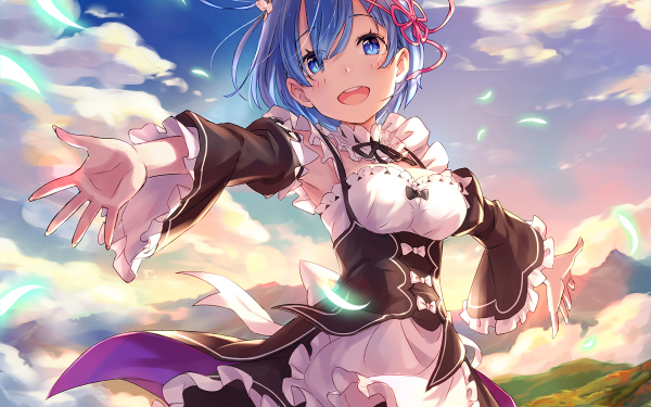 Anime Re:ZERO -Starting Life in Another World- Rem Blue Hair Blue Eyes Short Hair Maid Wallpaper