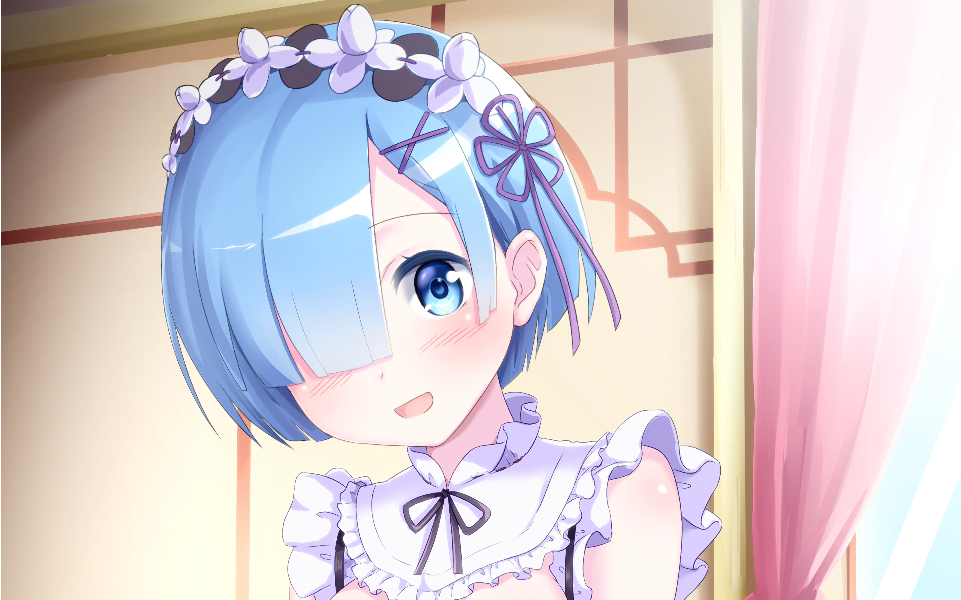 Rem a blue haired maid from the anime re:zero