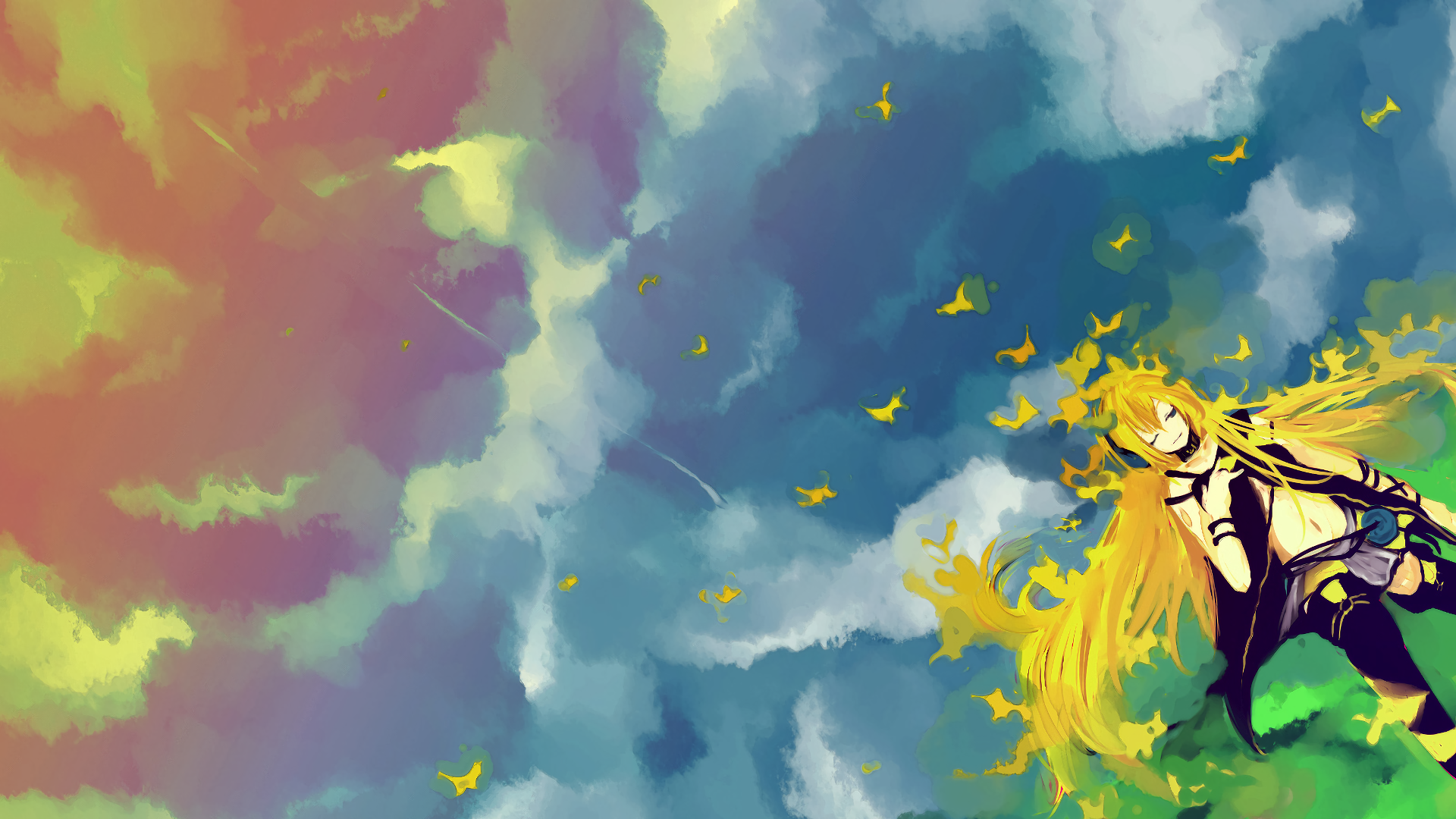 Download Yellow Butterfly Sky Lily (Vocaloid) Anime Vocaloid Yellow Anime Sky Anime HD Wallpaper