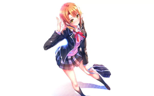 Iroha Isshiki from the anime My Teen Romantic Comedy SNAFU, depicted in a vibrant HD wallpaper showcasing her playful pose and school uniform.