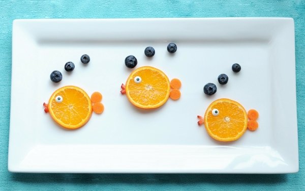 Food Still Life Fruit Fish Blueberry Plate orange HD Wallpaper | Background Image