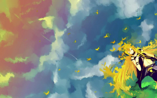 yellow butterfly sky Lily (Vocaloid) Anime Vocaloid Yellow Anime Sky Anime HD Desktop Wallpaper | Background Image