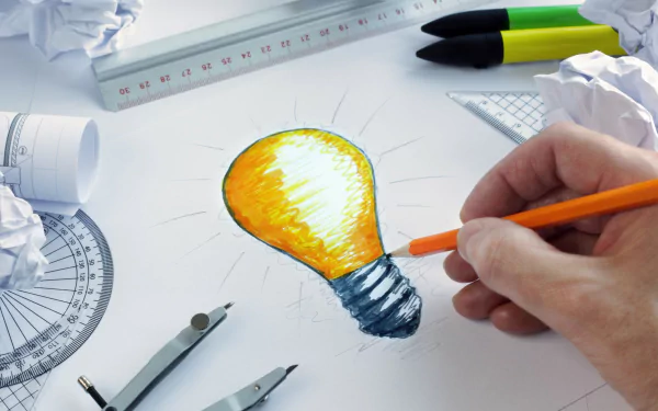 light bulb pencil artistic Idea HD Desktop Wallpaper | Background Image