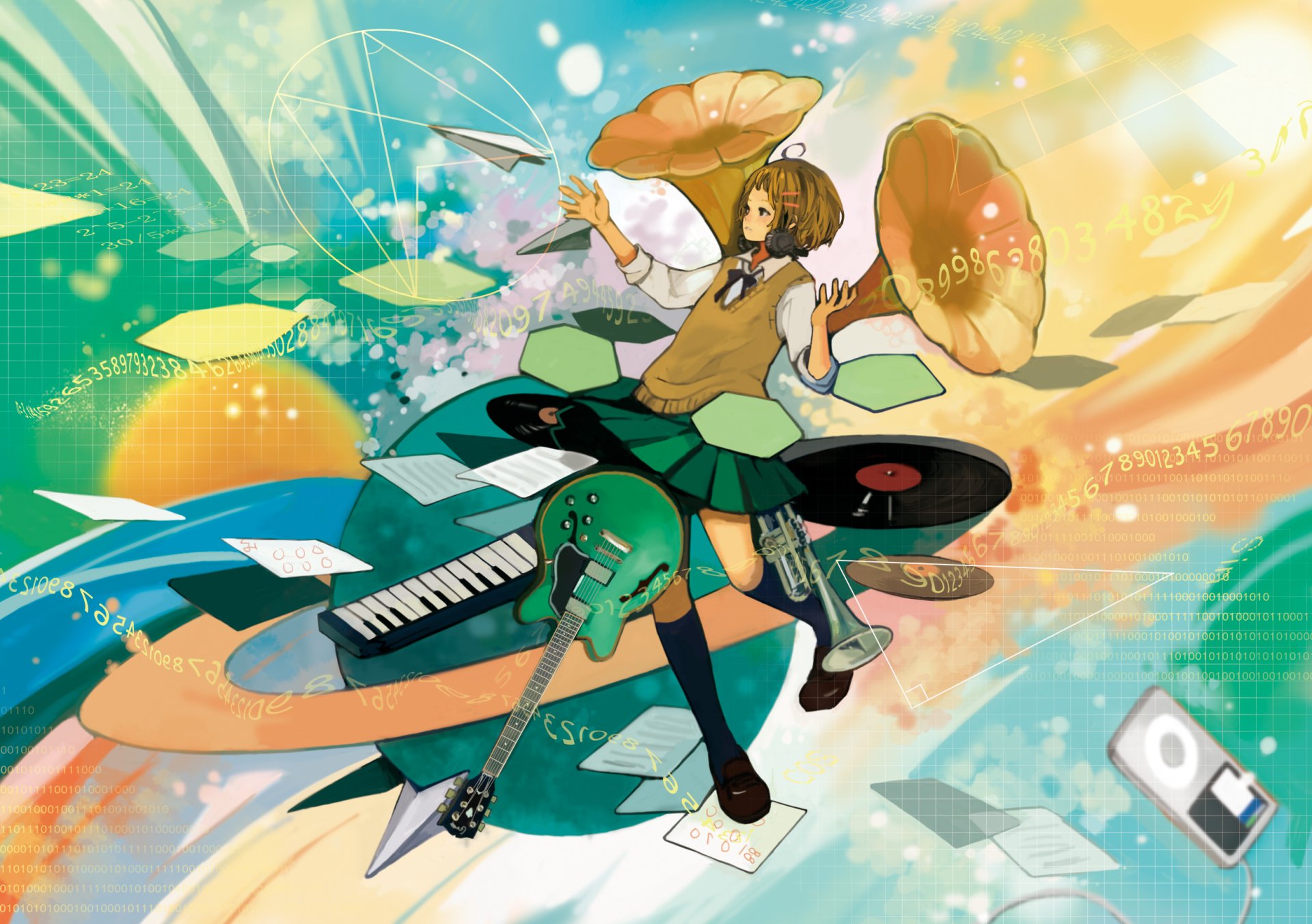 Download Brown Hair Anime Music HD Wallpaper