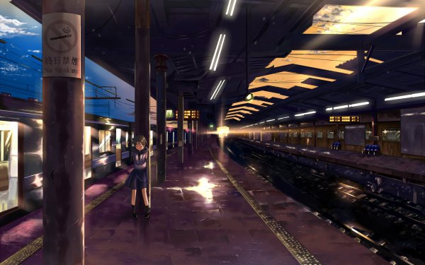 Anime Train Station Station HD Wallpaper | Background Image
