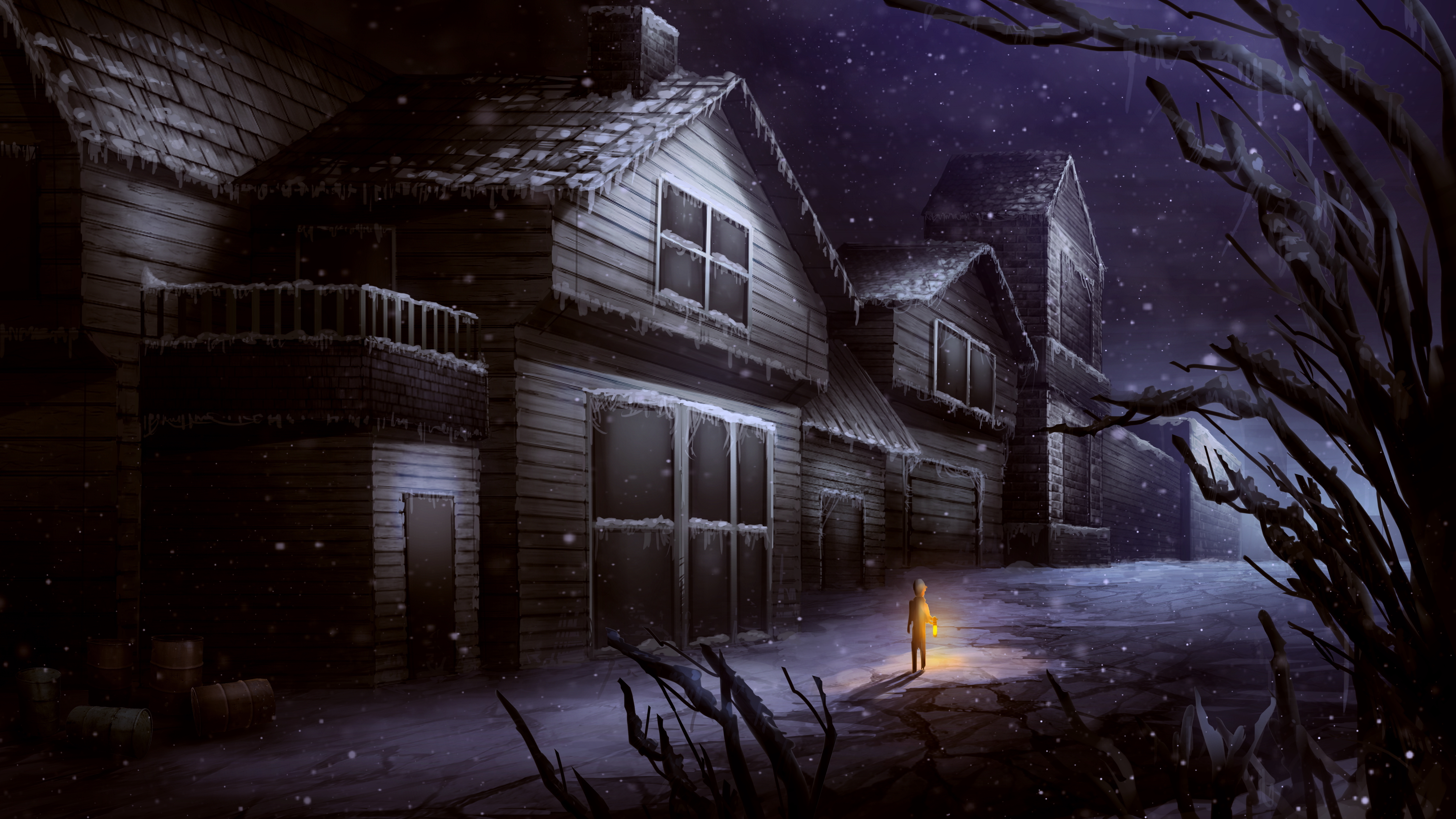 Ужасный холод. Темная деревня. Ночь в деревне. Деревня ночью арт. Старый дом ночью.