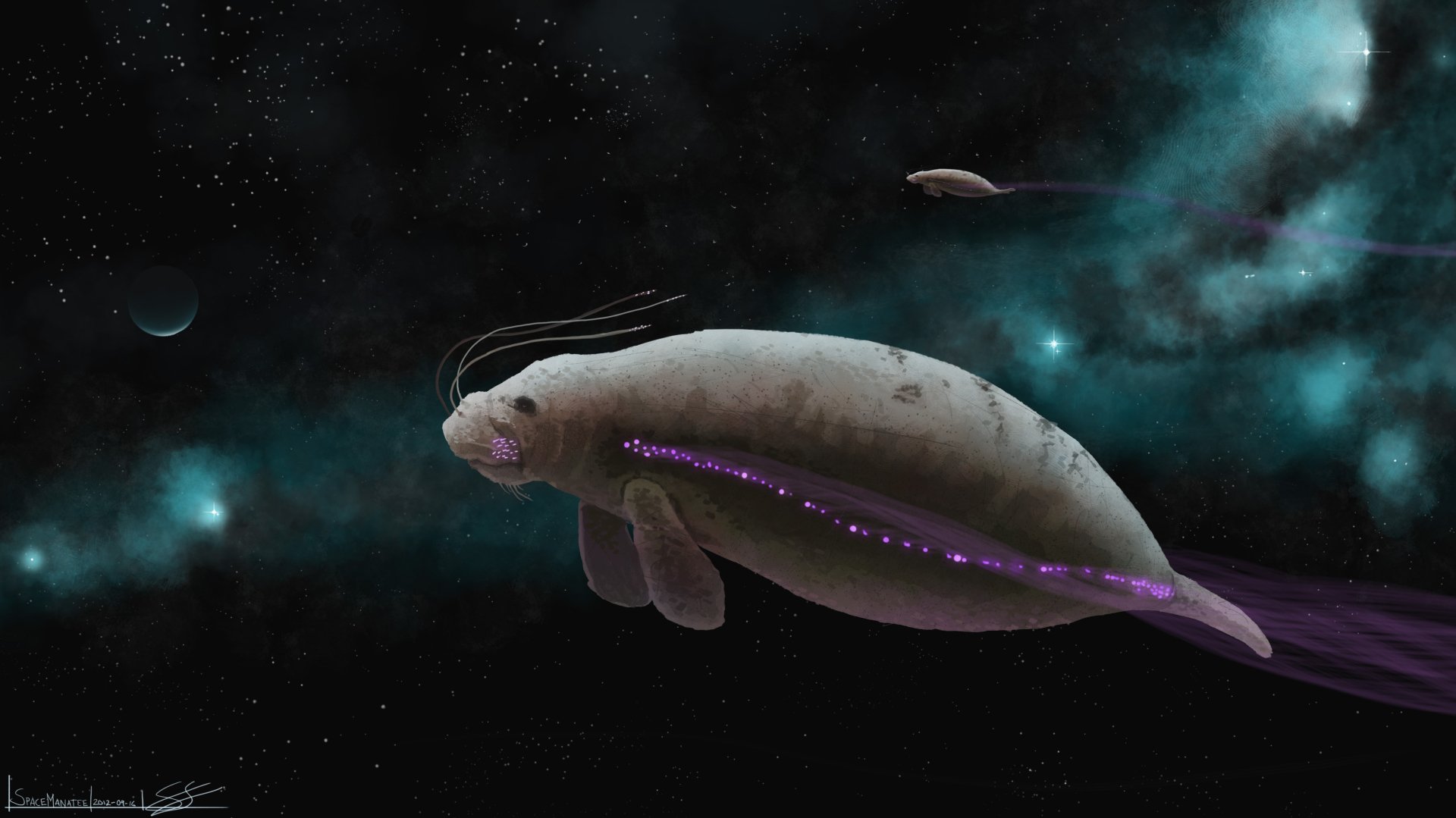Download Space Manatee Fantasy Animal Fantasy Animal Space Fantasy 4k Ultra HD Wallpaper by Simon Fetscher