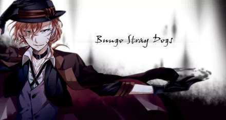 A striking HD wallpaper featuring a character from the anime Bungou Stray Dogs, showcasing a dramatic pose against a moody background.